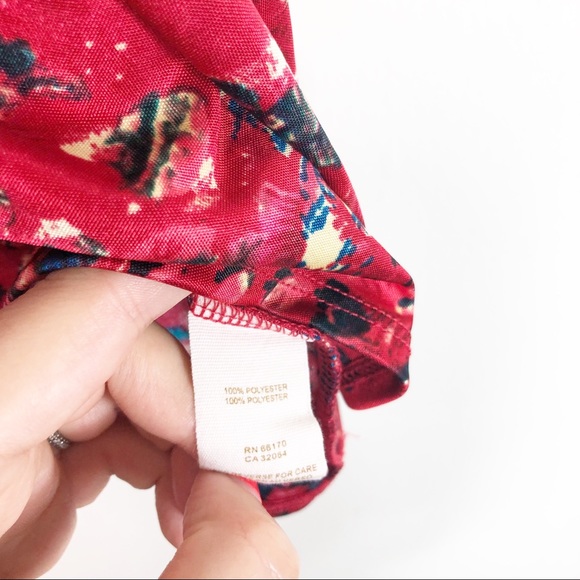 Free people blouse top floral  red xs - Picture 3 of 4